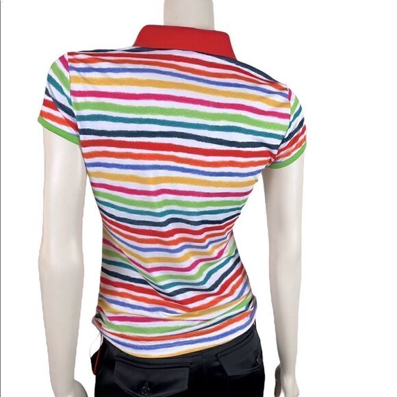 Highly Desired Louis Castel Striped Golf Polo with Ruching on Sides Worn Once - Picture 3 of 8